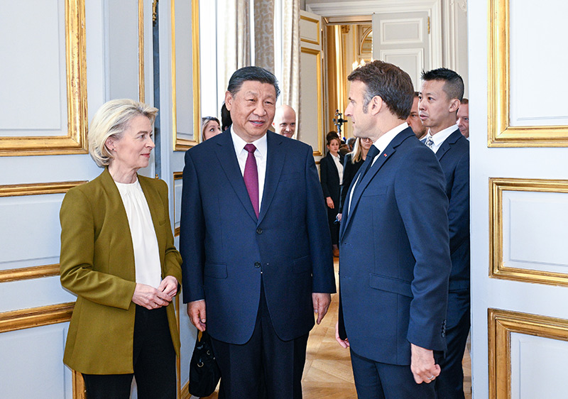 习近平同法国总统马克龙、欧盟委员会主席冯德莱恩举行中法欧领导人三方会晤(图5)